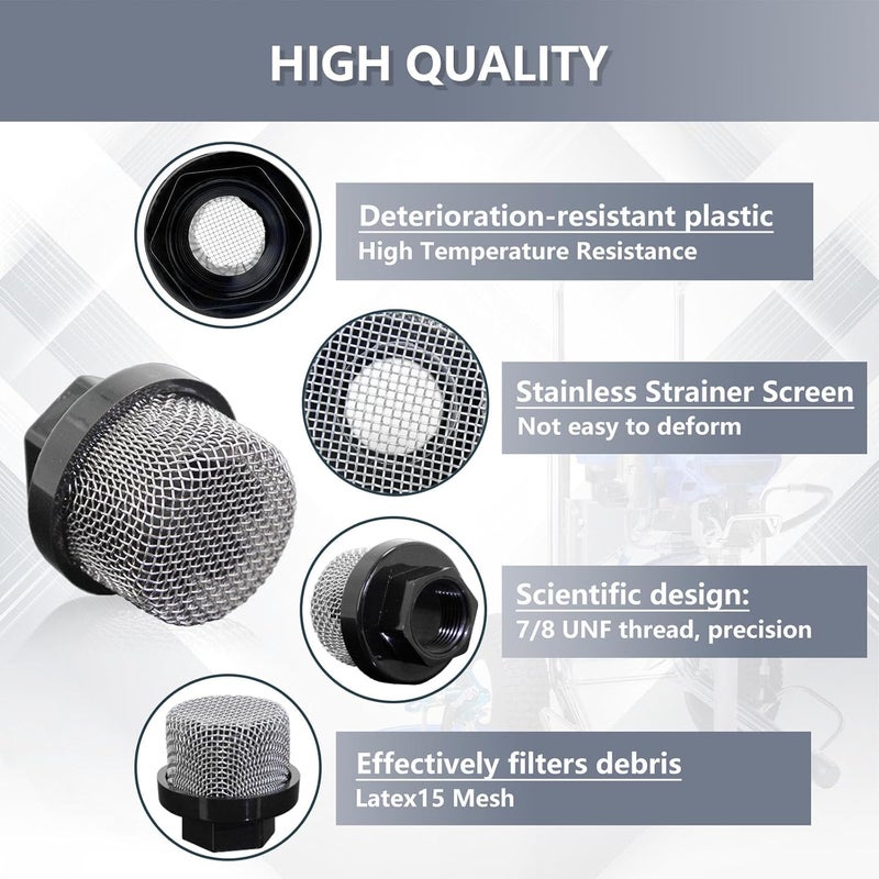 KUEDPEZ 246385 7/8" Hose Inlet Strainer Screen, Inlet Suction Strainer Mesh Filter for Graco 495, Ultra 395 390, for Wagner, for Spraytech, for Titan Airless Paint Sprayer Pumps (6 Packs) - Image 4
